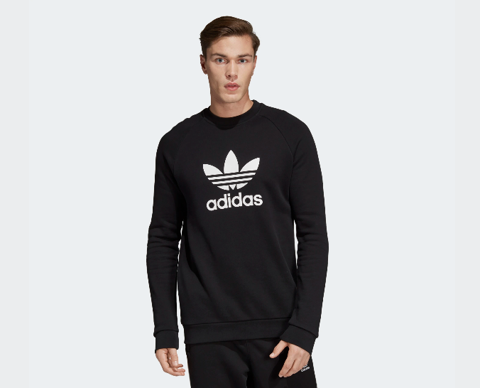 FELPA ADIDAS UOMO CW1235 TREFOIL NERO WARM-UP CREW GIROCOLLO NUOVA ORIGINALE